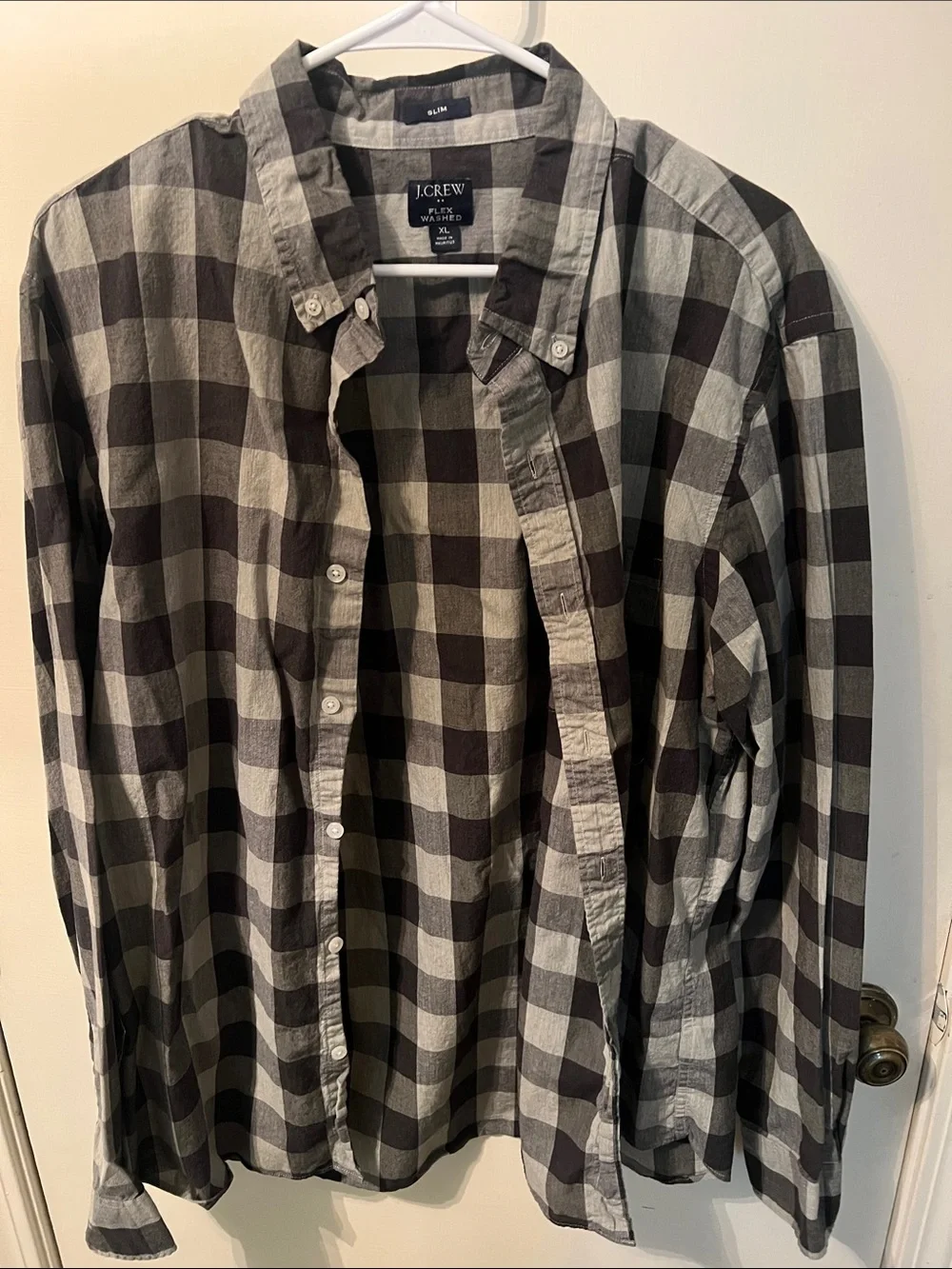 J. Crew Black and Gray Plaid Button-Down Shirt